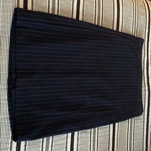 Chalk stripe slit pencil skirt blue/white